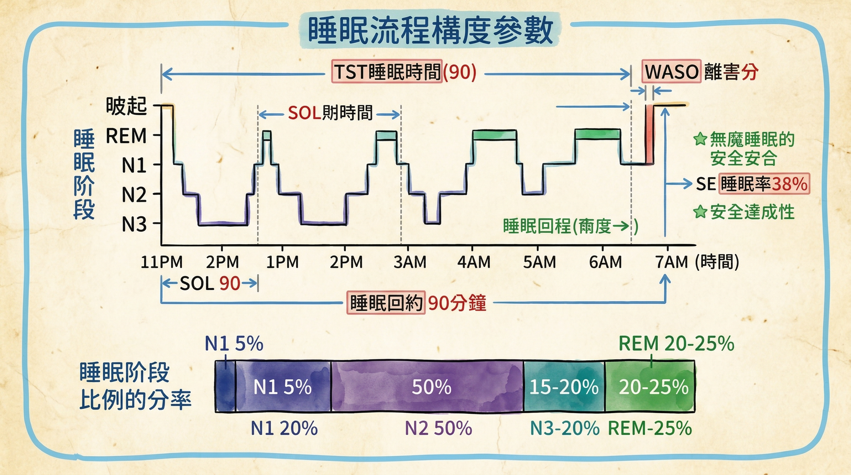 睡眠結構參數與Hypnogram